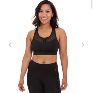 Handful The Closer Bra Front-Zip High Support Sports Bra in Black Size Large